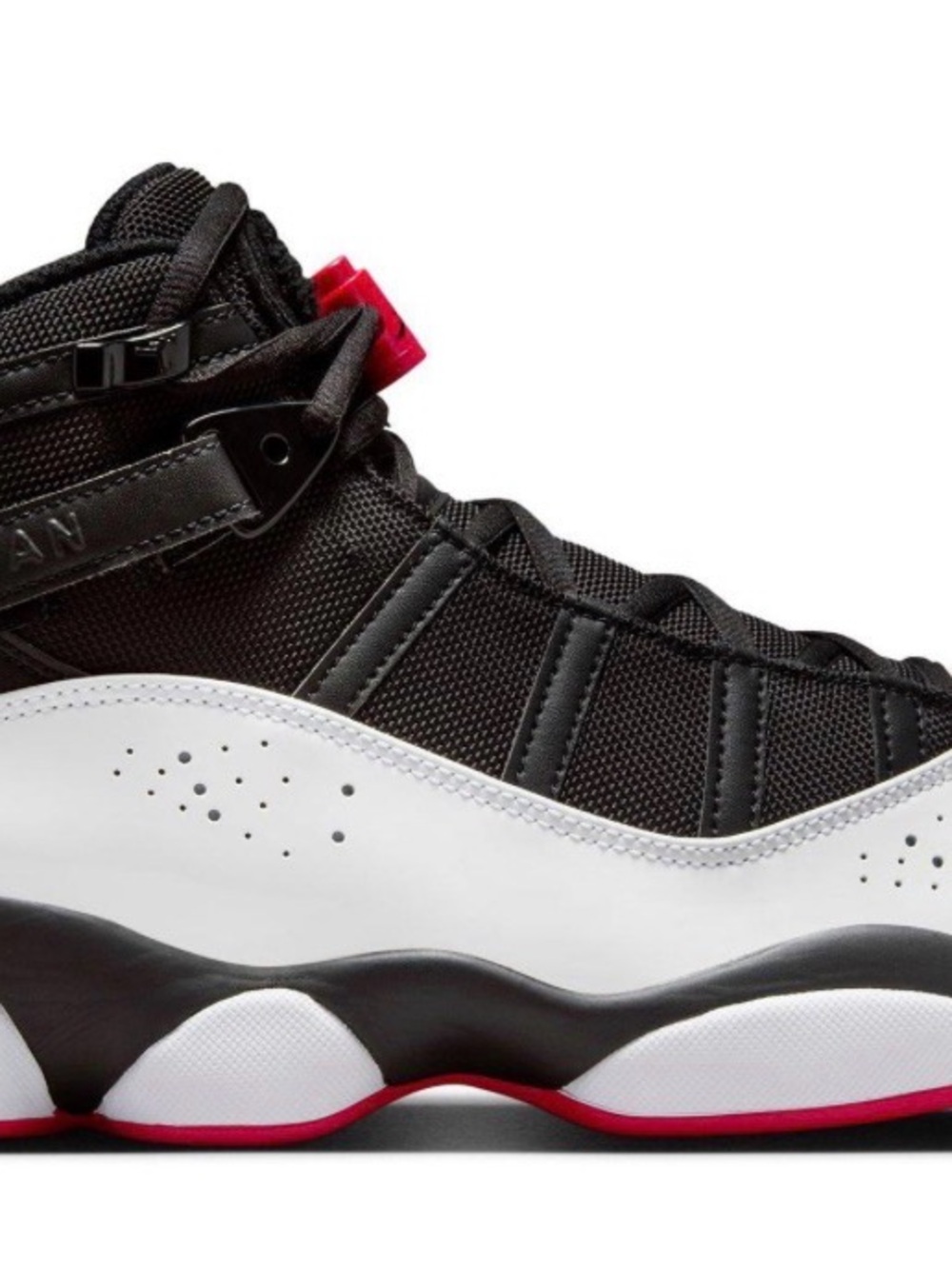 Jordan 6 Rings BLACK/UNIVERSITY RED-WHITE Size 10 with Original Box